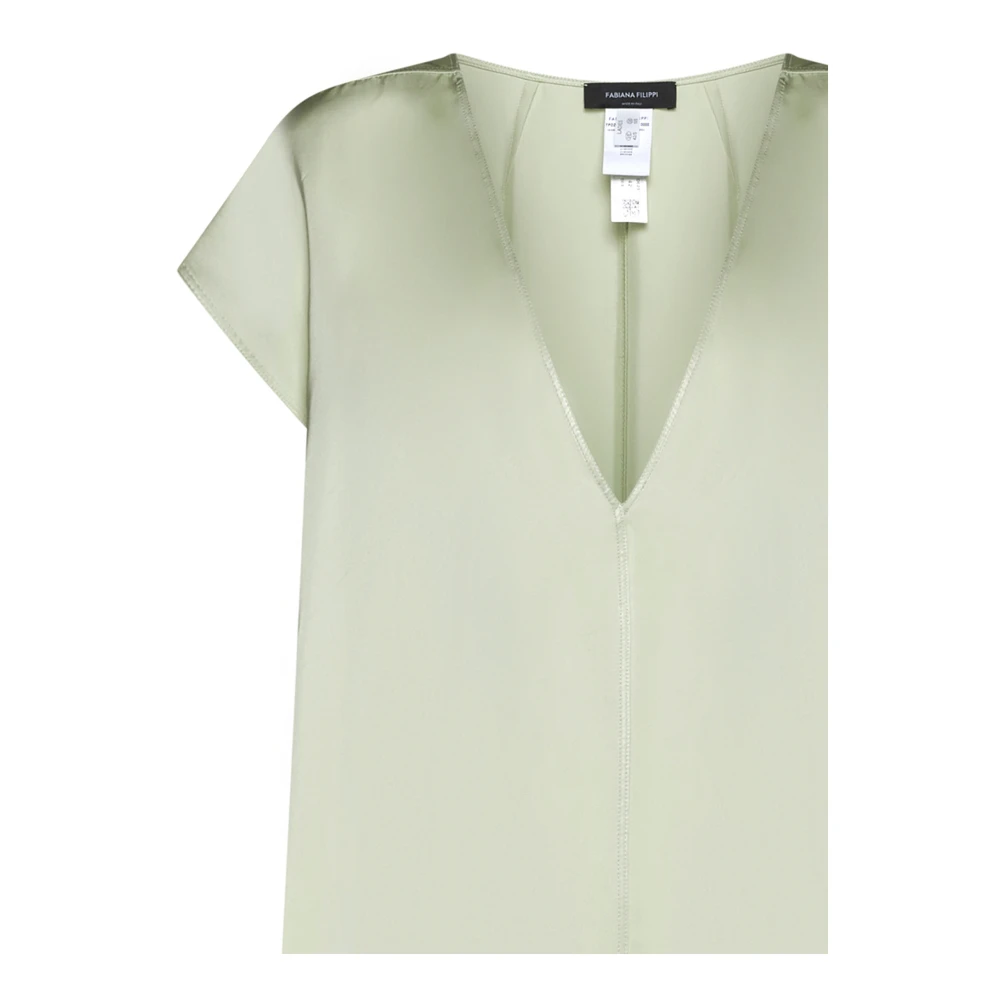 Fabiana Filippi Mintgroene Top met Wit Blauw Green Dames