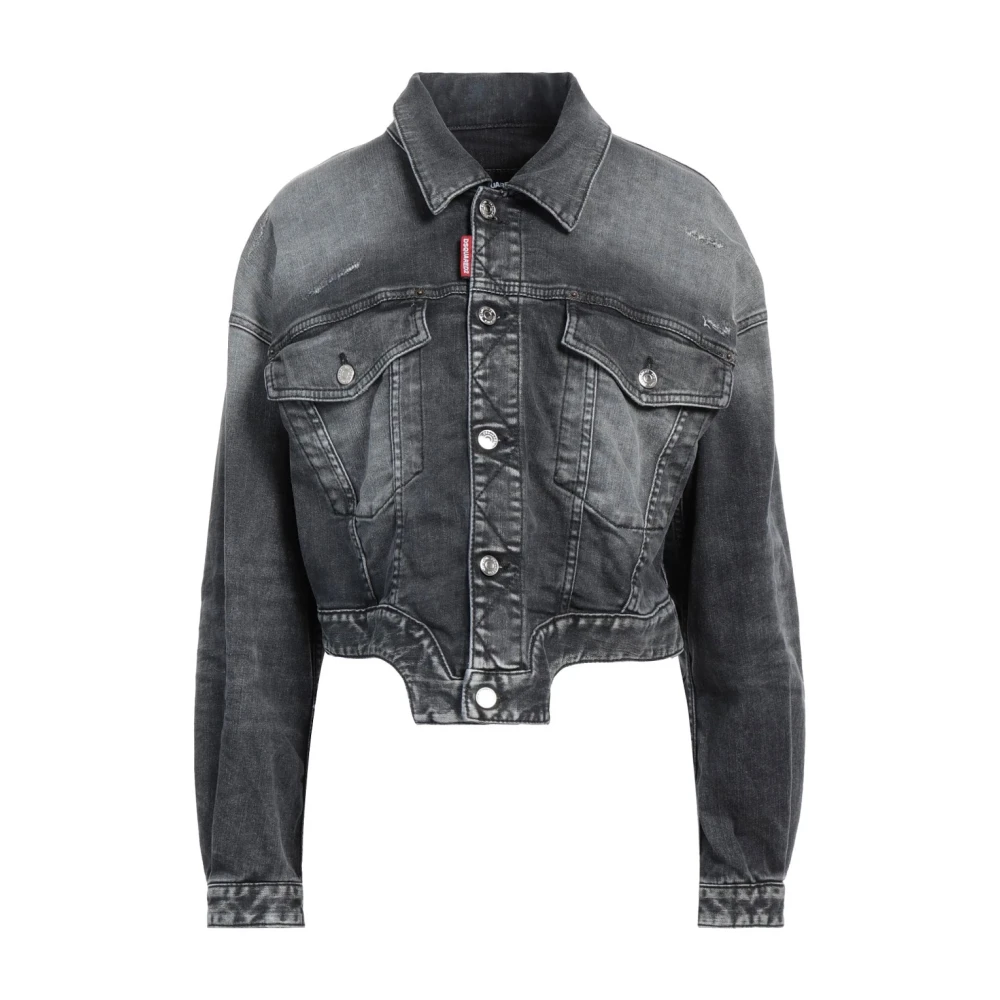 Dsquared2 Women's Black Denim Jackets, S, Rose Wash Denim Jacket