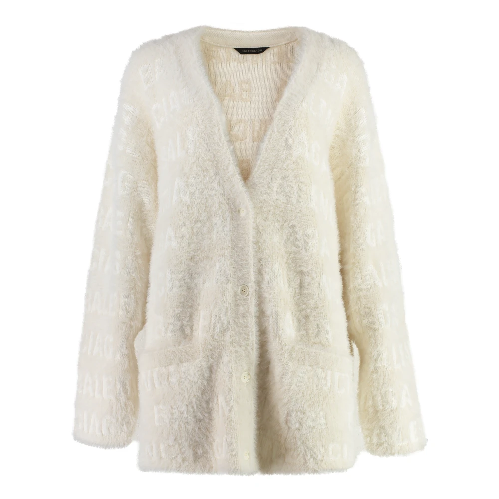Balenciaga Logo Jacquard Wol Vest Beige Dames