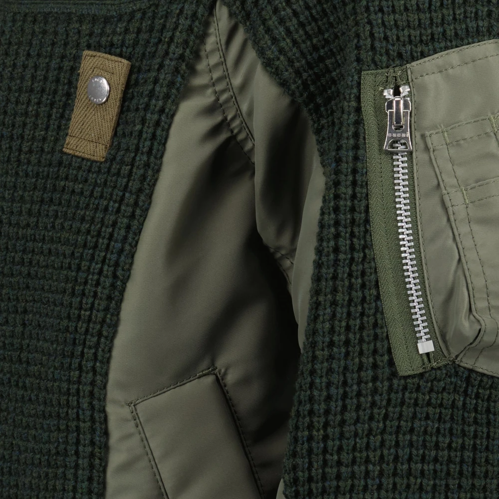 Sacai Groene Bicolor Trui Green Heren