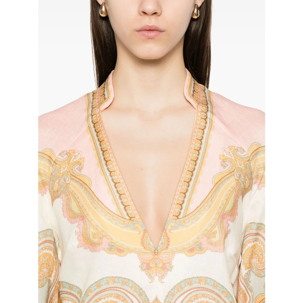 Zimmermann Roze V-hals Jurk met Zakken Pink Dames