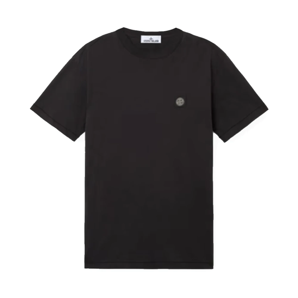 Stone Island Men's Black Cotton Jersey Short Sleeve Logo Tee