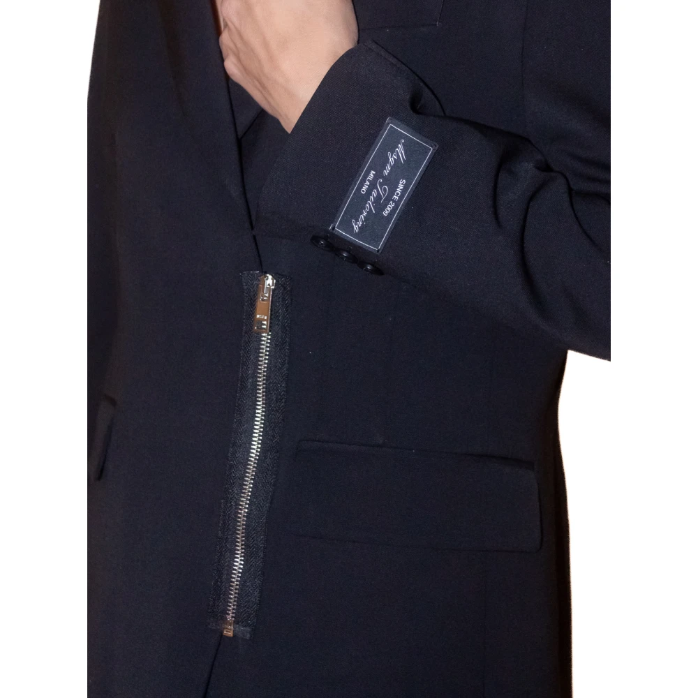 Msgm Zwarte Rits-Wollen Blazer Black Dames
