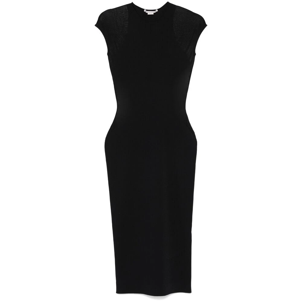 Stella Mccartney Zwarte Mesh Panel Jurk Black Dames