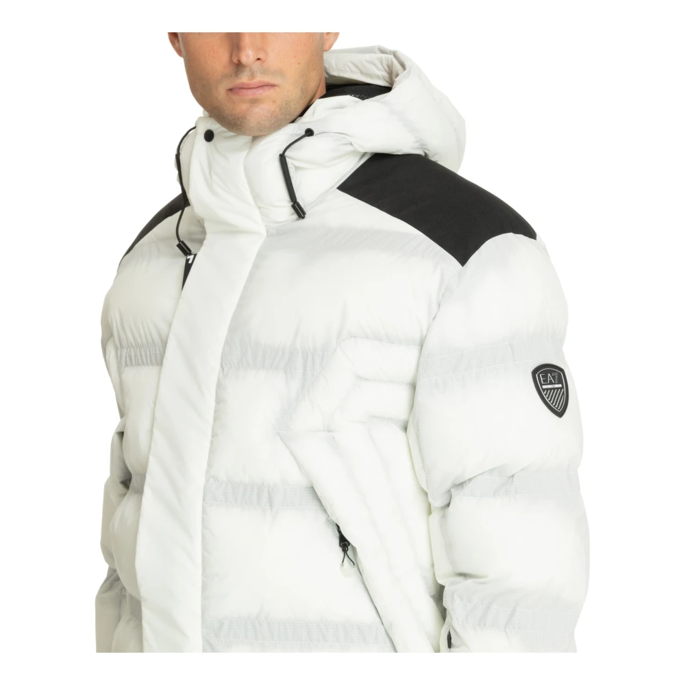 Emporio Armani EA7 Effen Donsjack met Logo Zakken White Heren