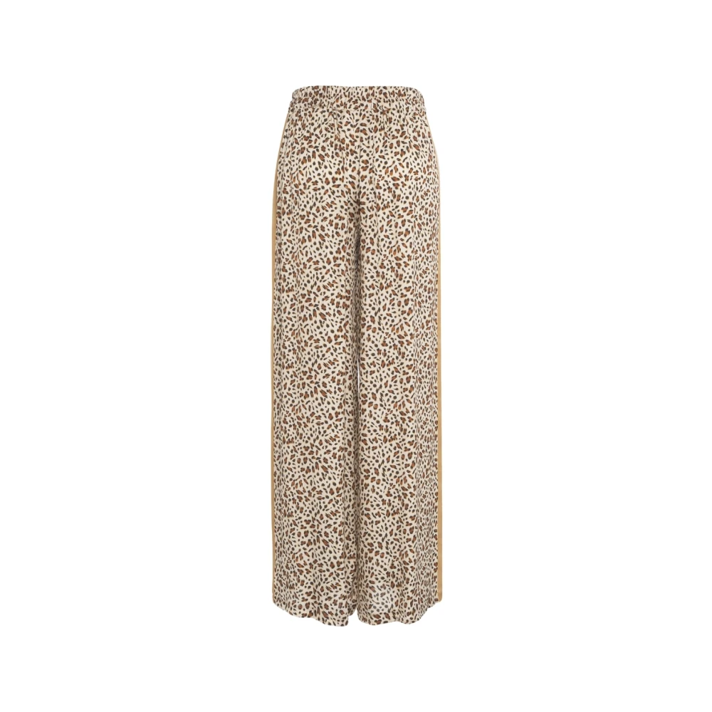 Kaos Beige Animal Print Wide Leg Trousers Beige Dames