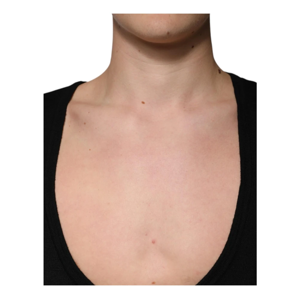 Dolce & Gabbana Zwarte Wol Logo Trui Black Heren