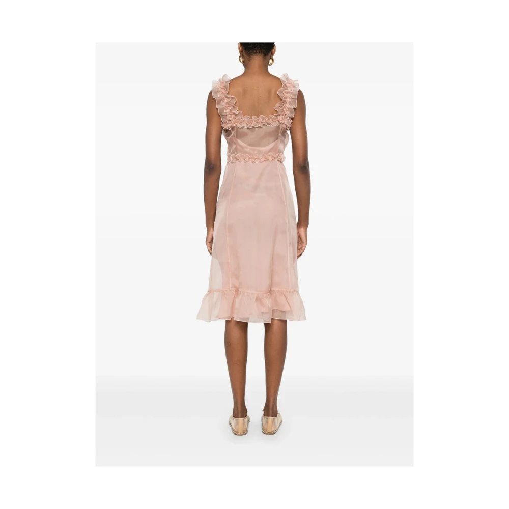 Alessandra Rich Blush Pink V-Hals Mouwloze Jurk Pink Dames