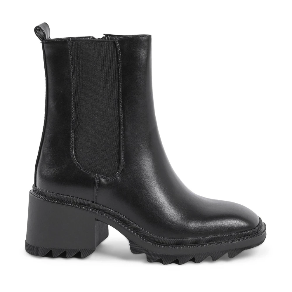 19v69 Italia Svart Syntetisk Läder Ankelboot med 6cm Klack Black, Dam