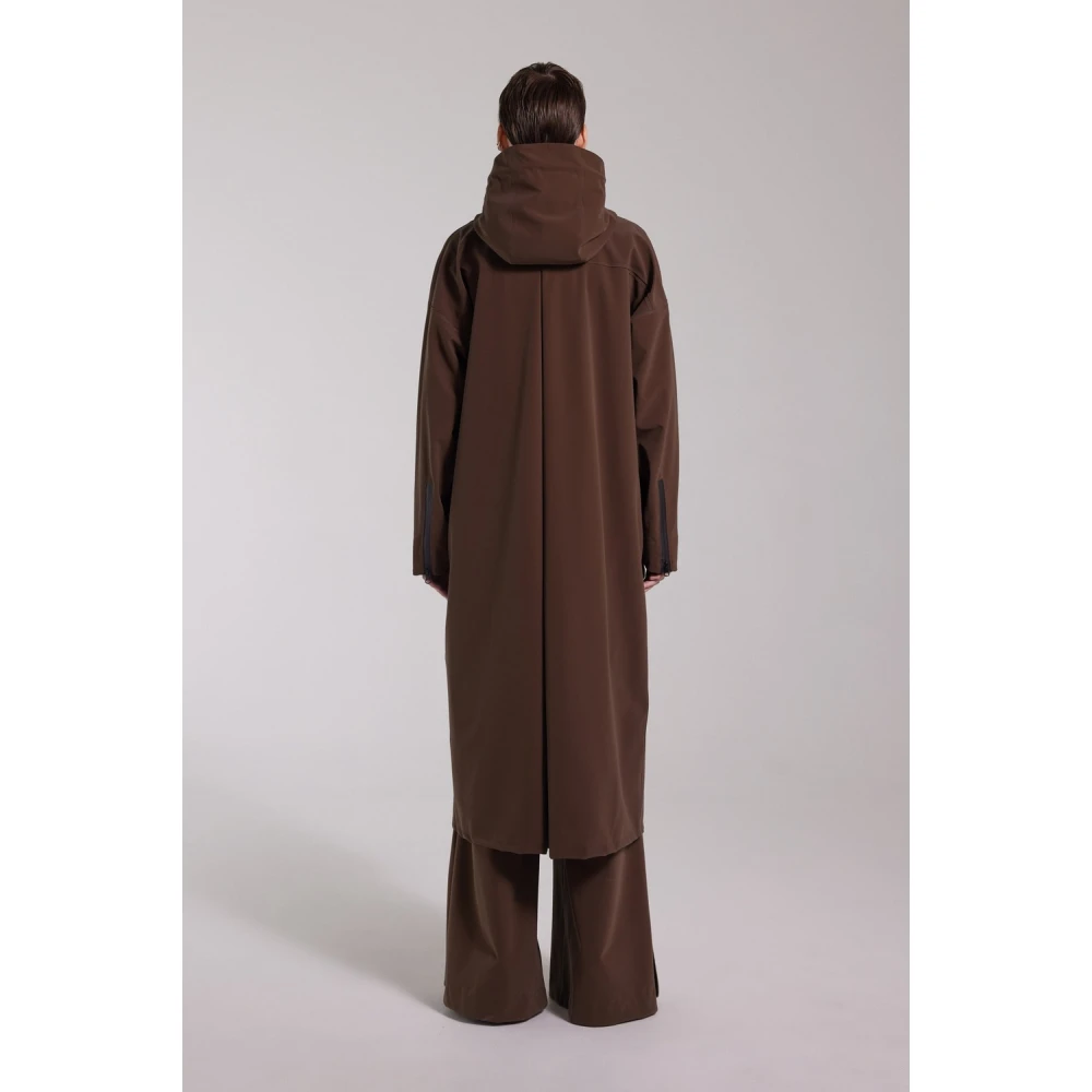 Stutterheim Mat Lang Regenjas met Aqua Guard Rits Brown Dames