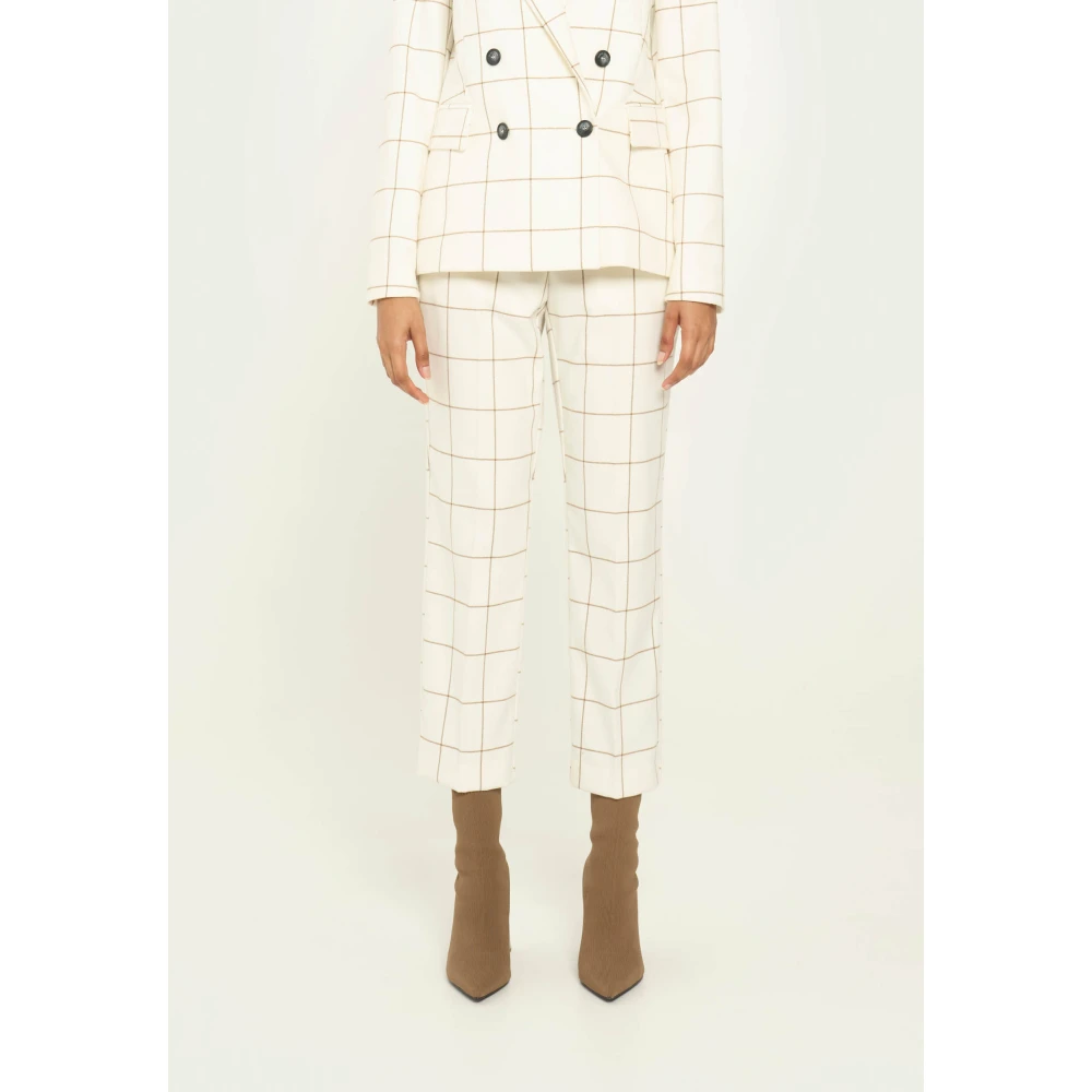 Vicario Cinque Geruite Flanellen Broek White Dames