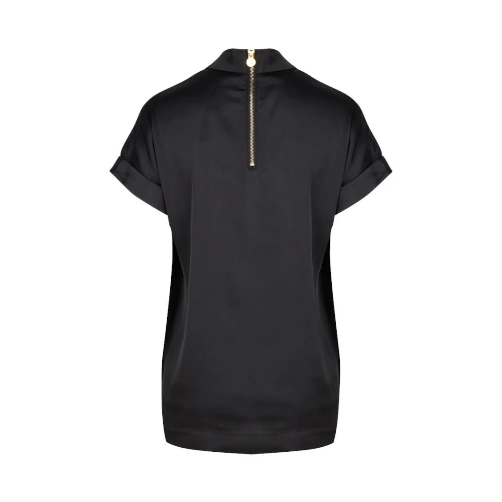 Dante 6 Zwarte blouse met opstaande kraag Black Dames