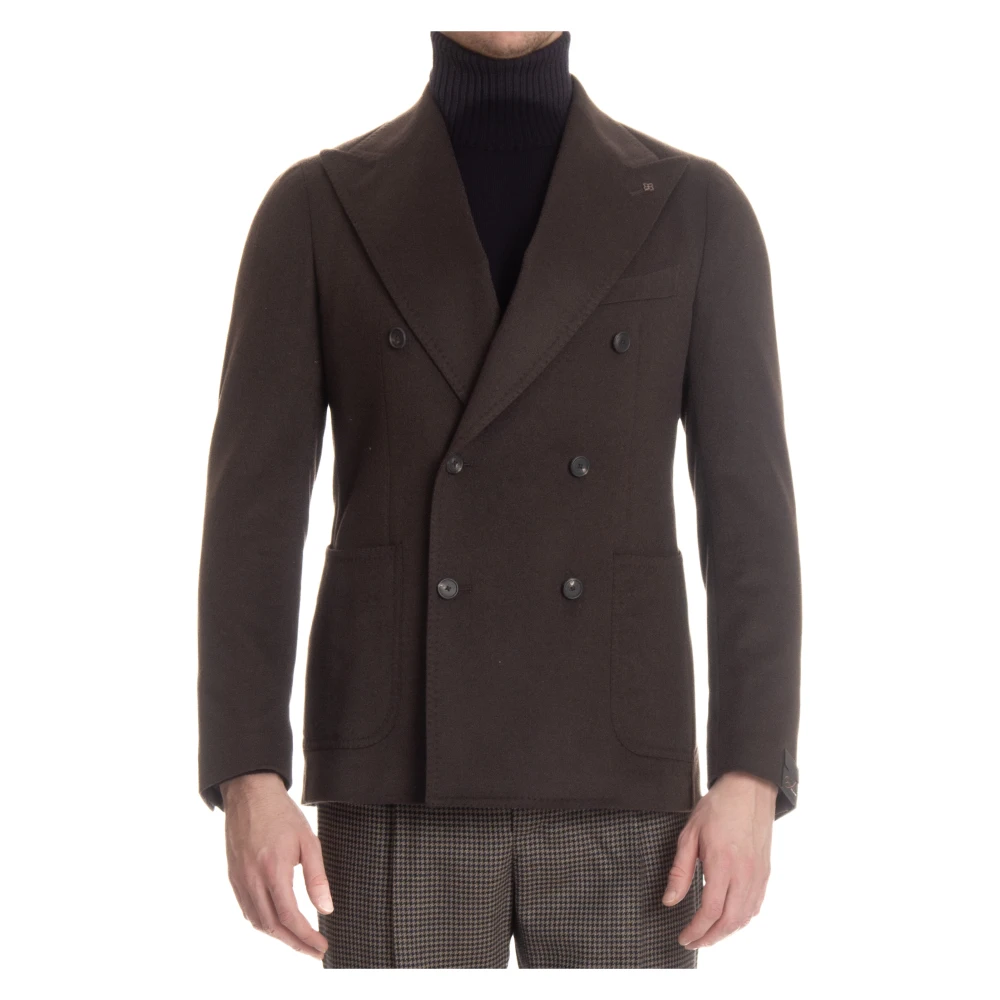 Tagliatore Men's Brown Blazers, M, Double-Breasted Wool Jacket