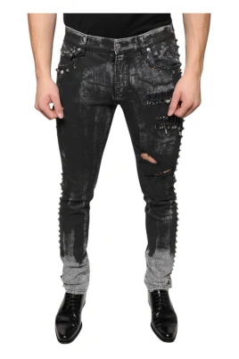Svart dekorerade skinny denim jeans