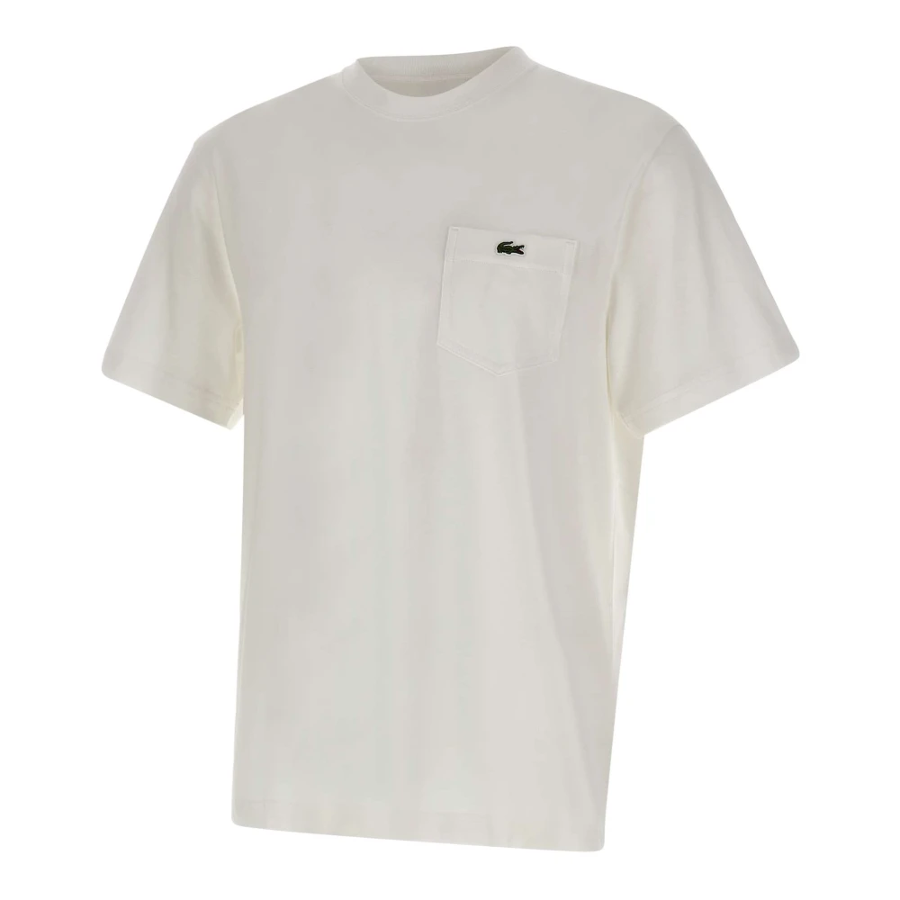 Lacoste Men's White T-Shirts, M, Cotton T-Shirt