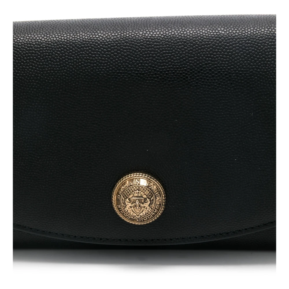 Balmain Zwarte Leren Clutch Tas Black Dames