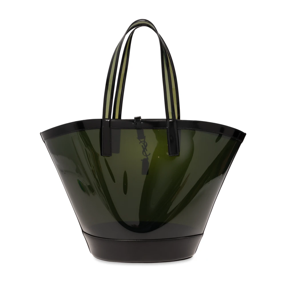 Saint Laurent Medium Shopper Tas Green Dames