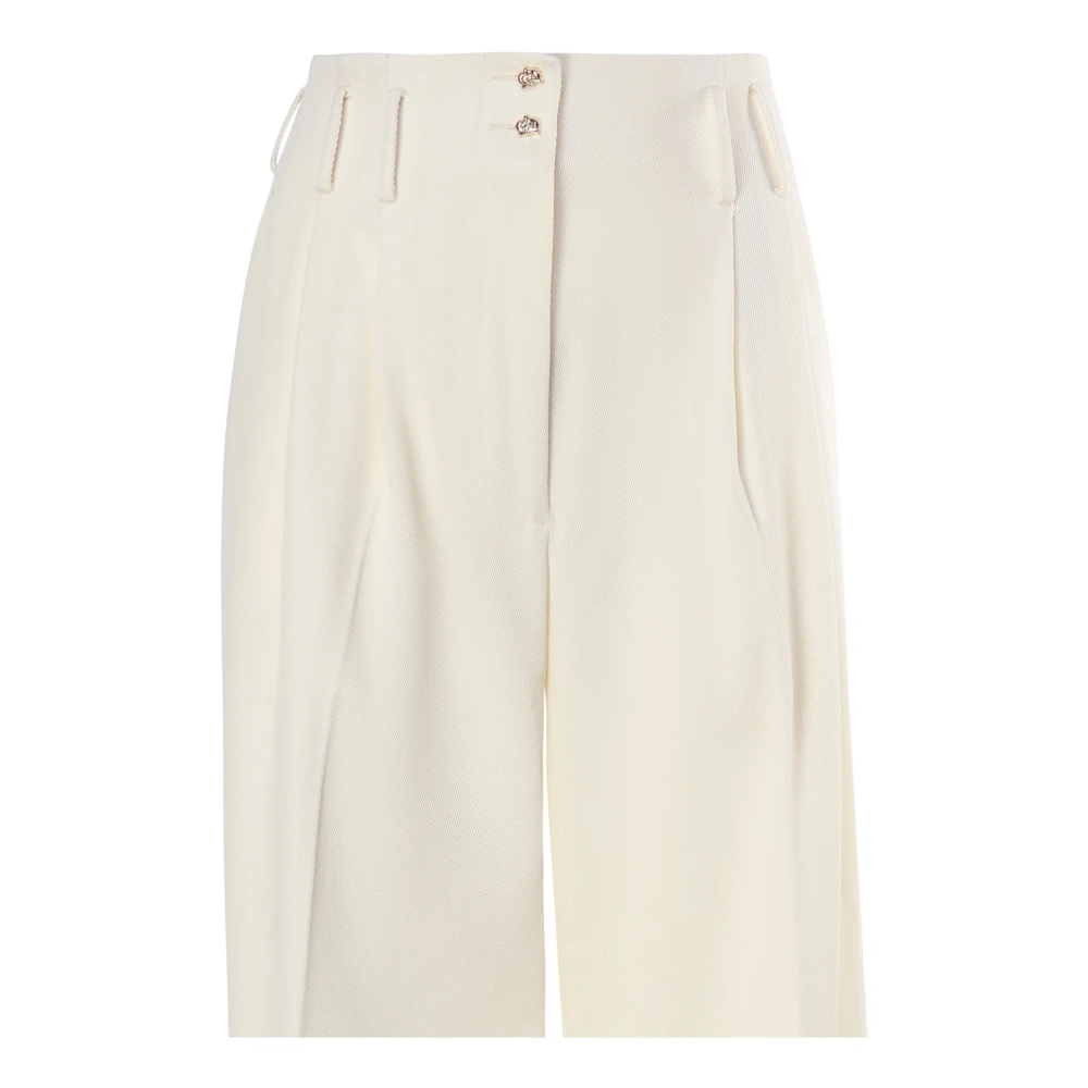 Genny Witte Crêpe Broek Hoge Taille Rechte Snit White Dames