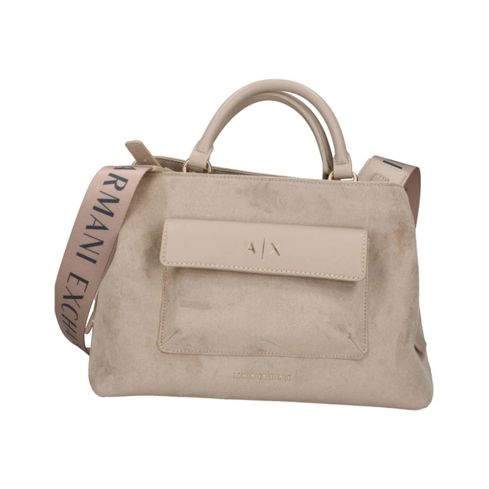 Armani Exchange Women's Beige Fabric Shopper Bag - Handbags - One Size - Bags
