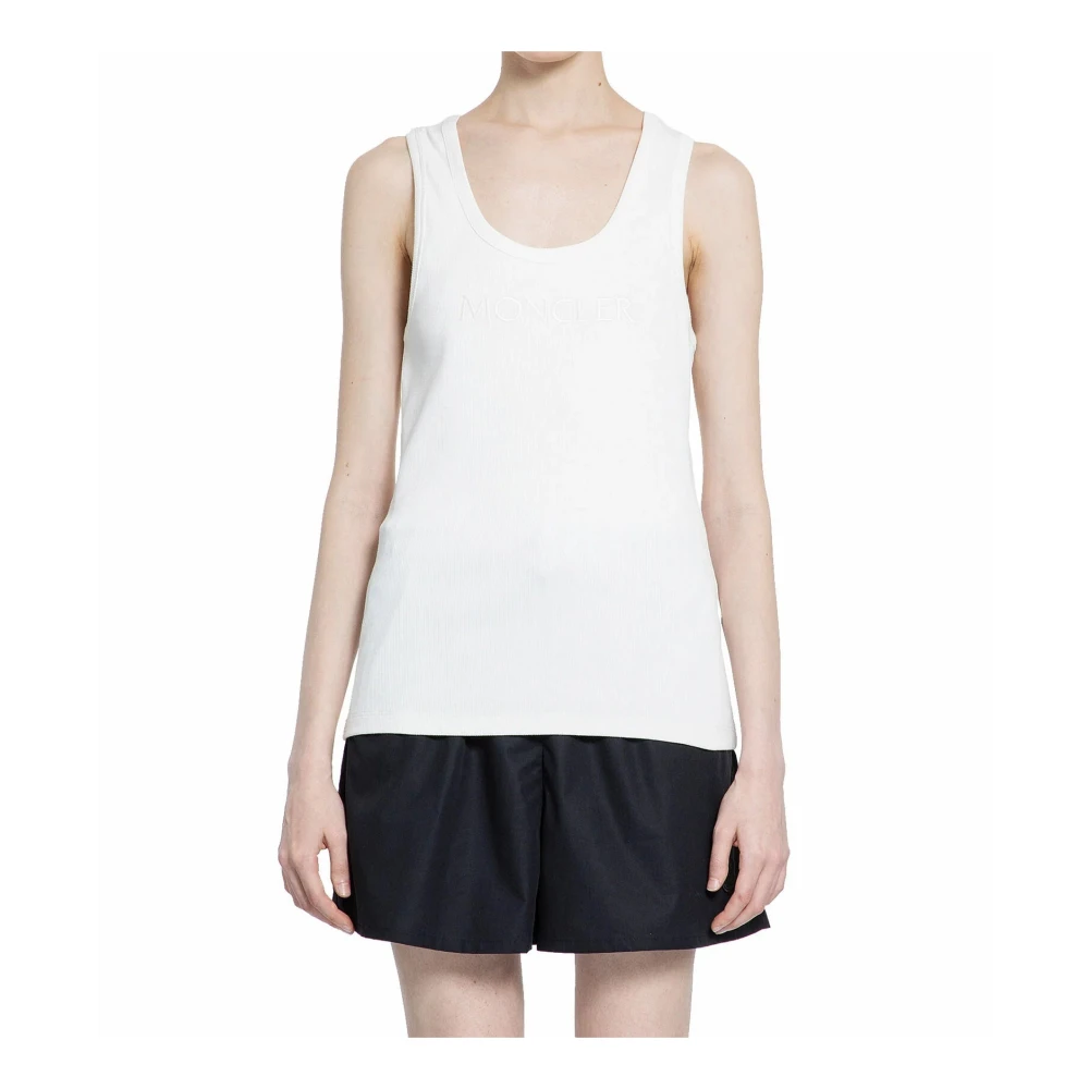 Moncler Witte Tanktop Mouwloos Ronde Hals White Dames