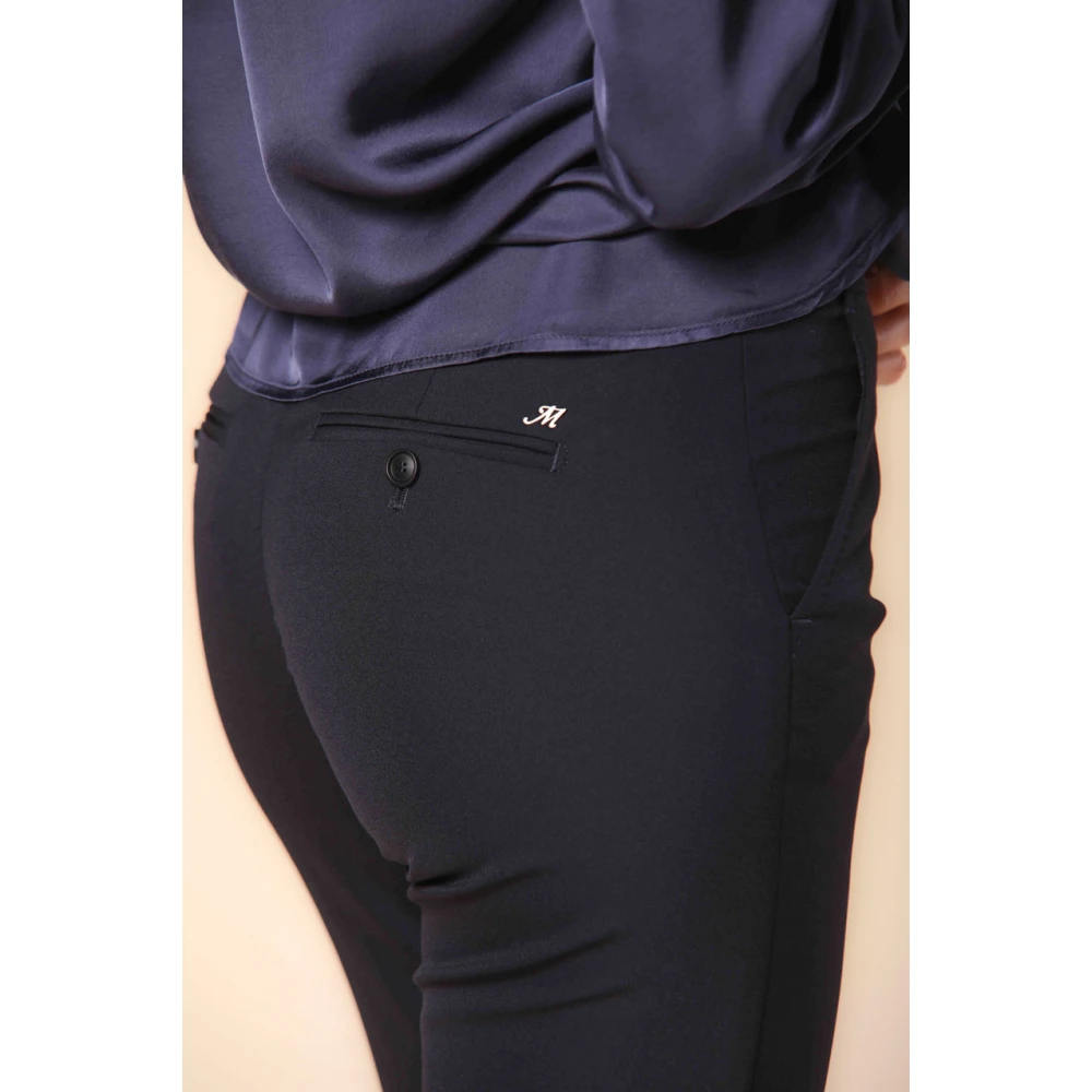 Mason's Slim Chino Broek in Donkerblauw Blue Dames