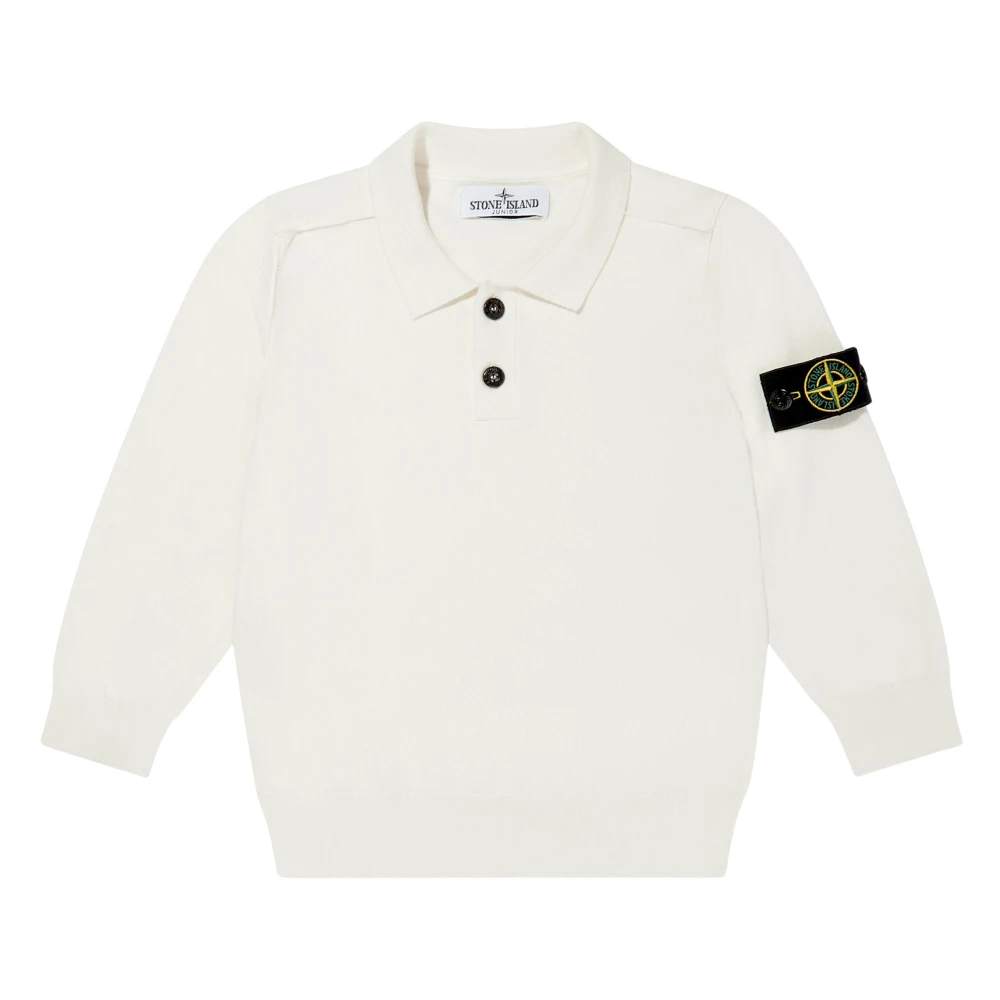 Stone Island White Knit Polo Shirt - Male - Kids Knitwear - 12 Y - Kids