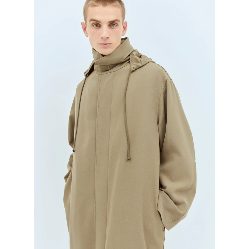 The Row Wollen Lange Jas Staande Kraag Beige Heren