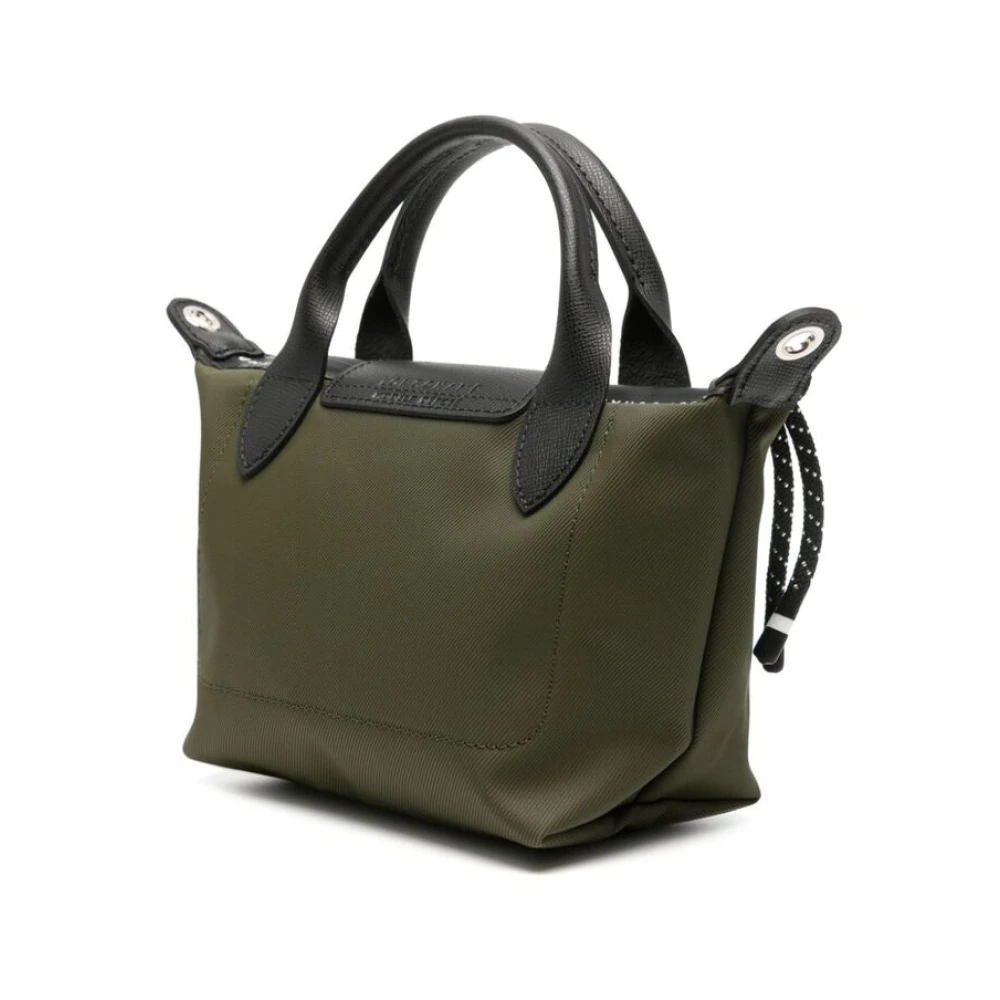 Longchamp Khaki Canvas Schoudertas met Logo Green Dames