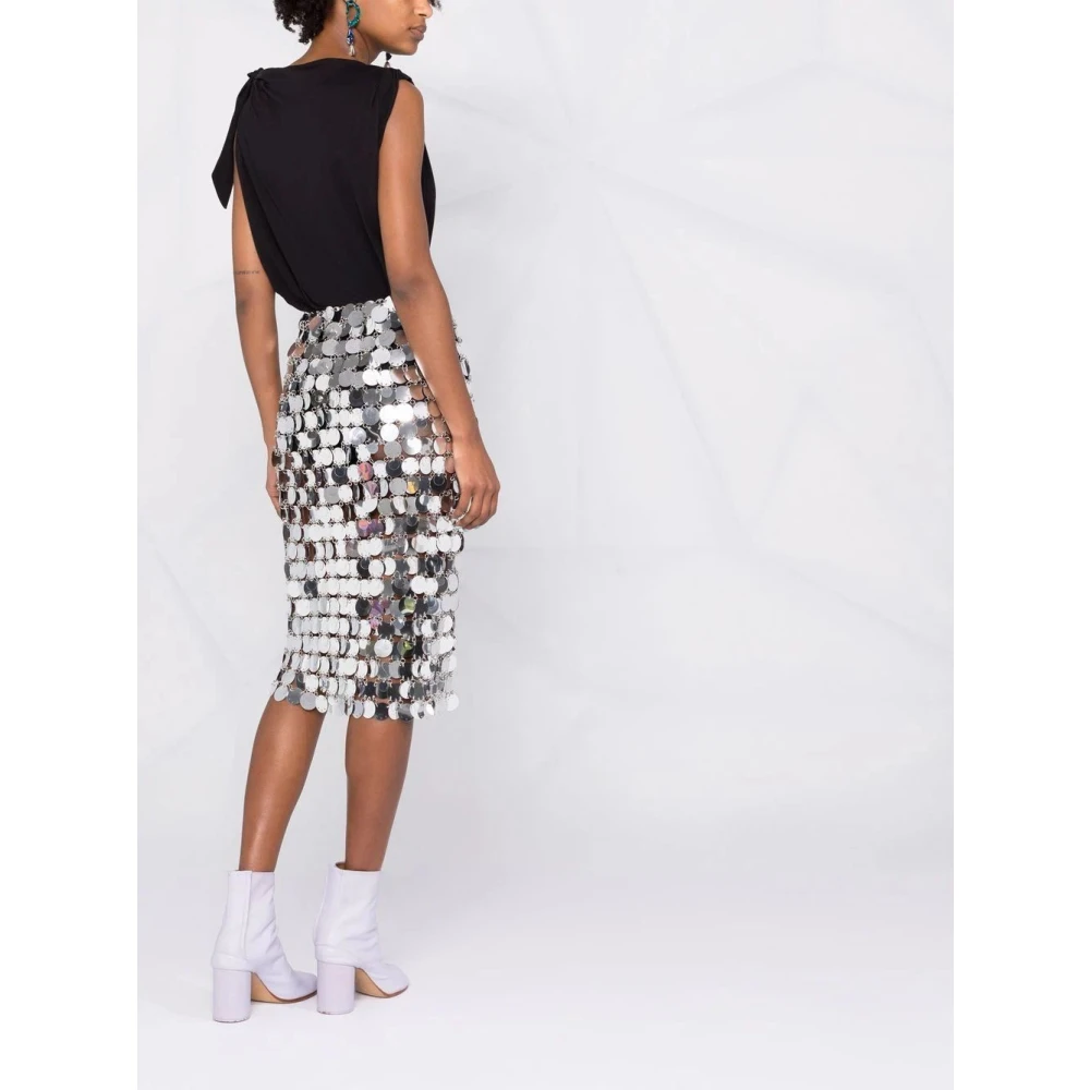 Paco Rabanne Zilveren Mid-Length Jupe Rok Gray Dames