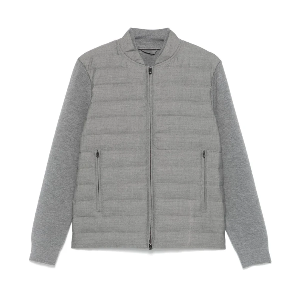 Emporio Armani Gewatteerde Wollen Jassen Grijs Gray Heren