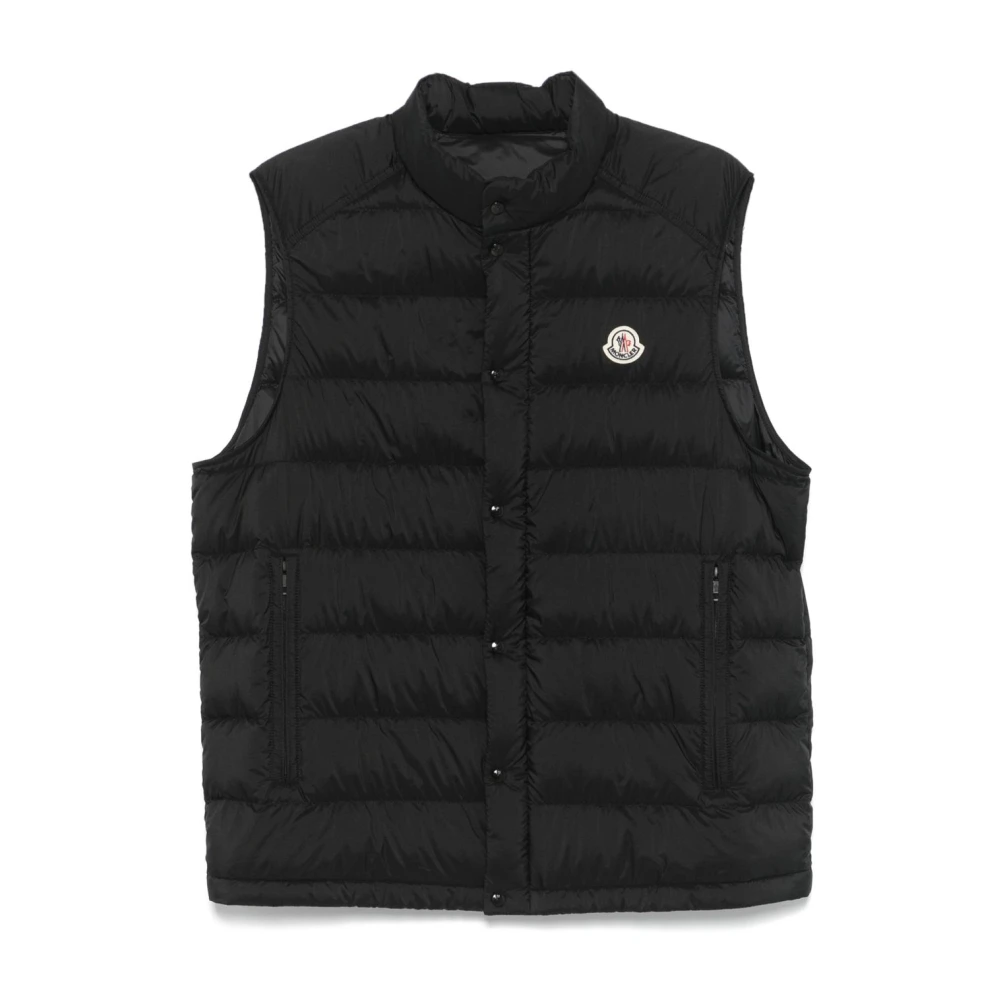 Moncler Zwarte mouwloze nylonjas Black Heren