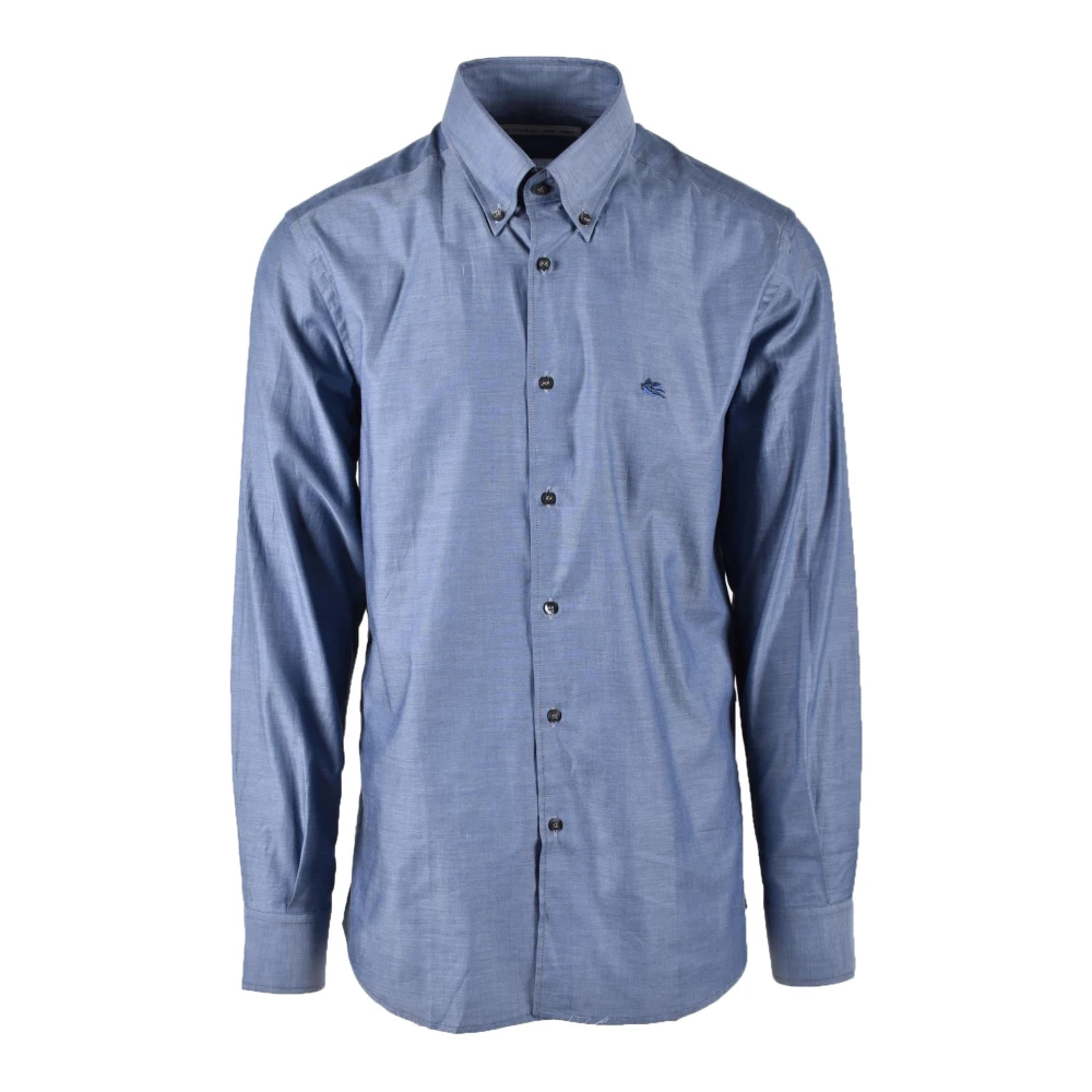ETRO Katoen Elastaan Shirt Blue Heren