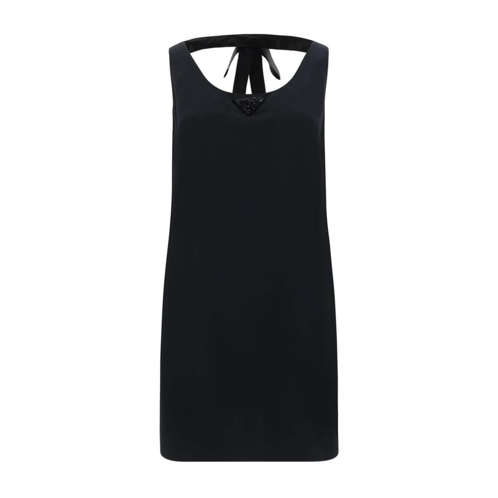 Prada Mouwloze Mini Jurk met Kralen Detail Black Dames