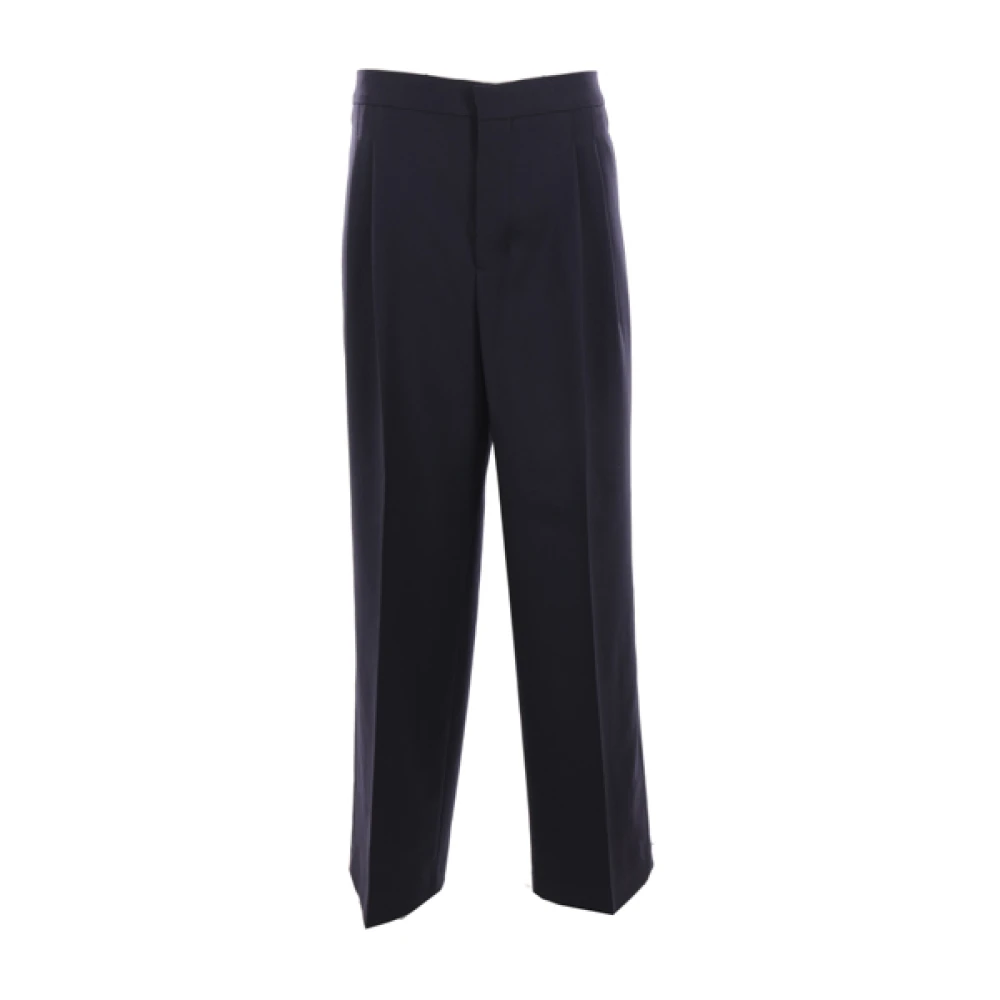 Ami Paris Wijde wollen broek Blue Heren