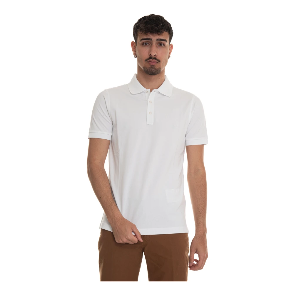 Fay Polo T-shirt met logo in gestructureerde stof White Heren