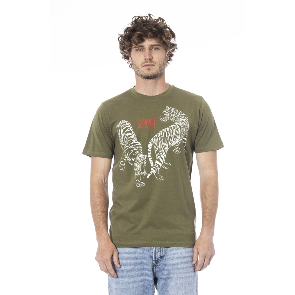 Cavalli Class Logo Print Korte Mouw T-shirt Green Heren