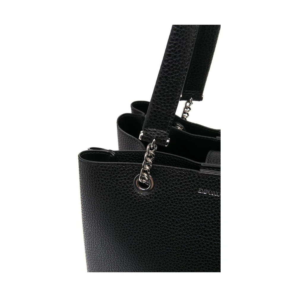 Emporio Armani Zwarte Pebble Textuur Logo Print Tas Black Dames