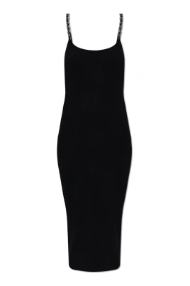Ribbed Chain-Strap Midi Dress