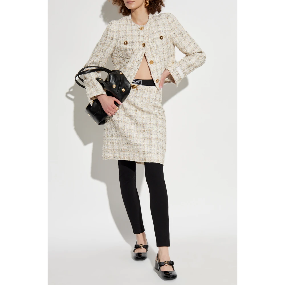 Versace Tweed rok met lurex draad Beige Dames