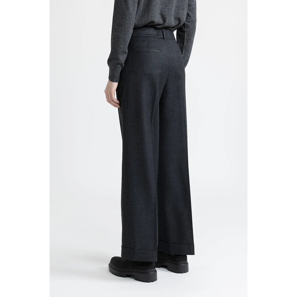 PESERICO Lurex wol flanel klassieke broek Black Dames