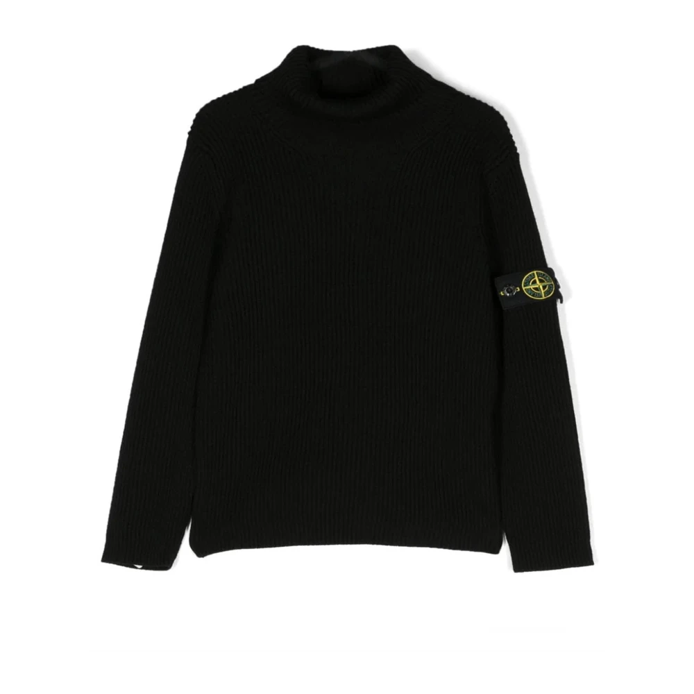 Stone Island Black Kids Knitwear, Male, 14 Y, Turtleneck Jumper