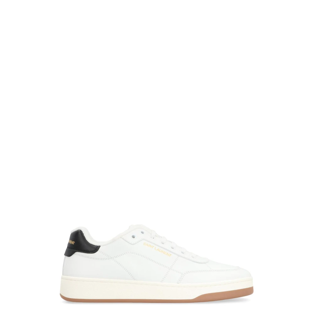 Saint Laurent Low-Top Sneakers met Contrasterend Hielstuk Heren Schoenen Wit