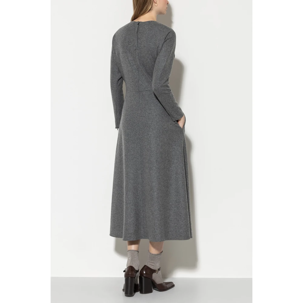 LUISA CERANO Flare Wollen Flanellen Jurk met Rits Gray Dames