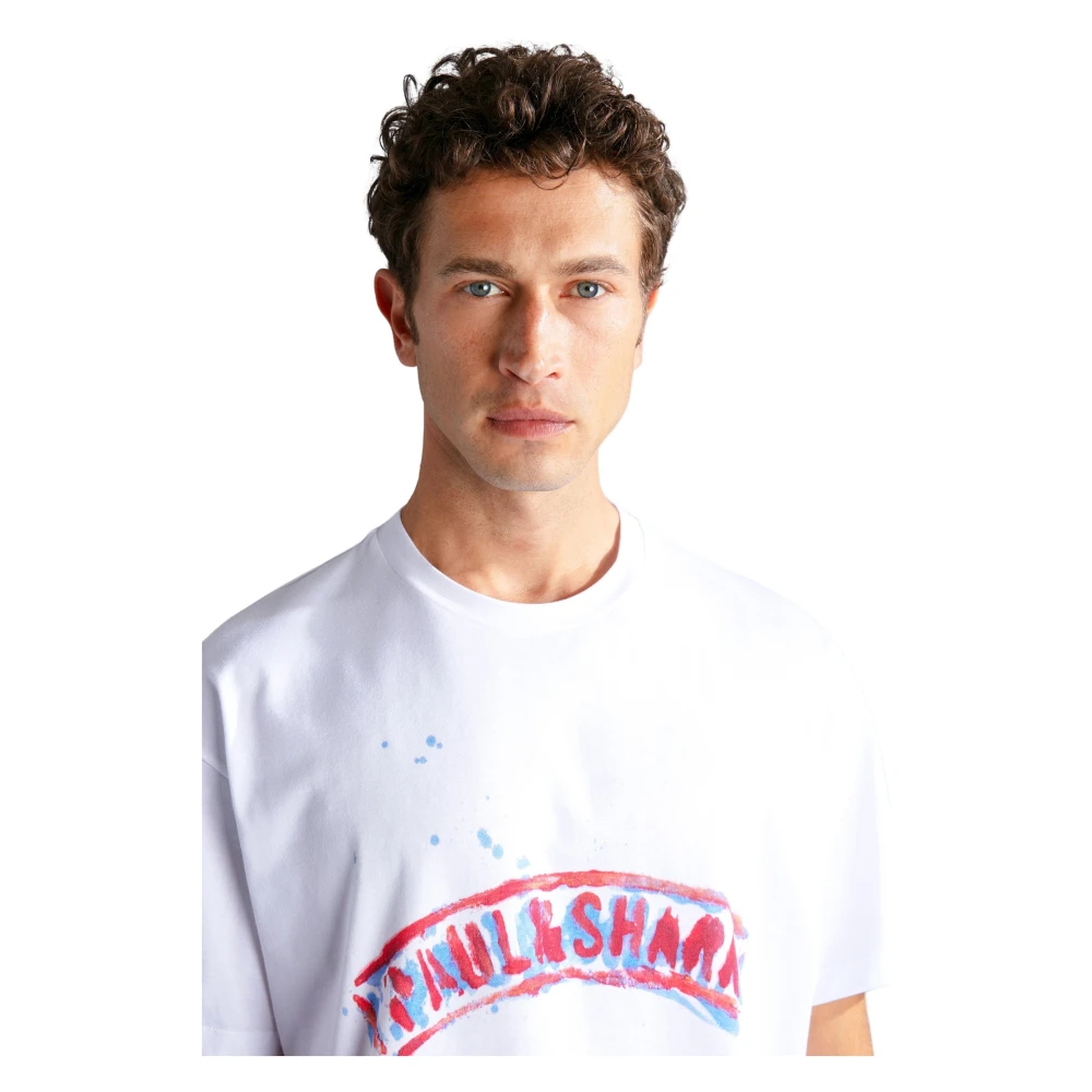 PAUL & SHARK Witte Katoenen Logo T-Shirt Regular Fit White Heren