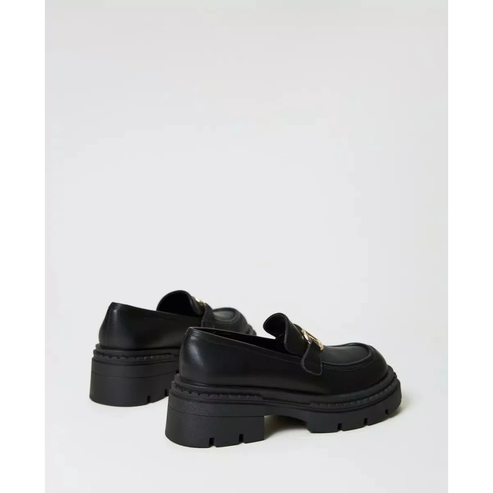 Twinset Chunky Oval T Mocassins Black Dames