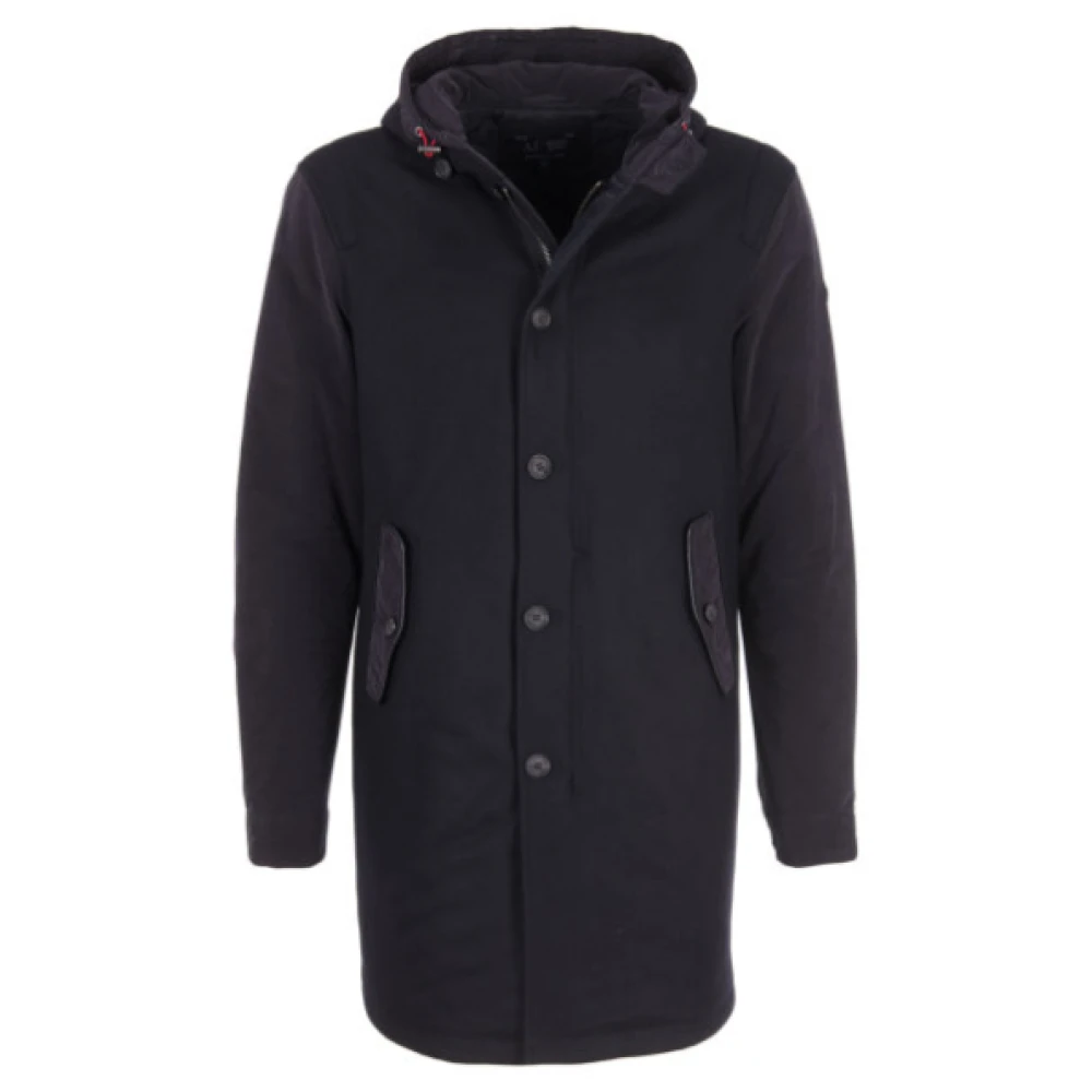 Emporio Armani Blauwe TrenchRegenjas Wolmix Blue Heren