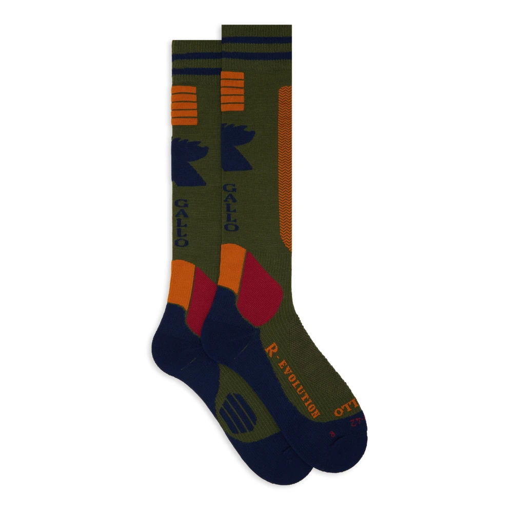 Gallo Lange unisex groene skisokken met zigzag motief Multicolor Unisex
