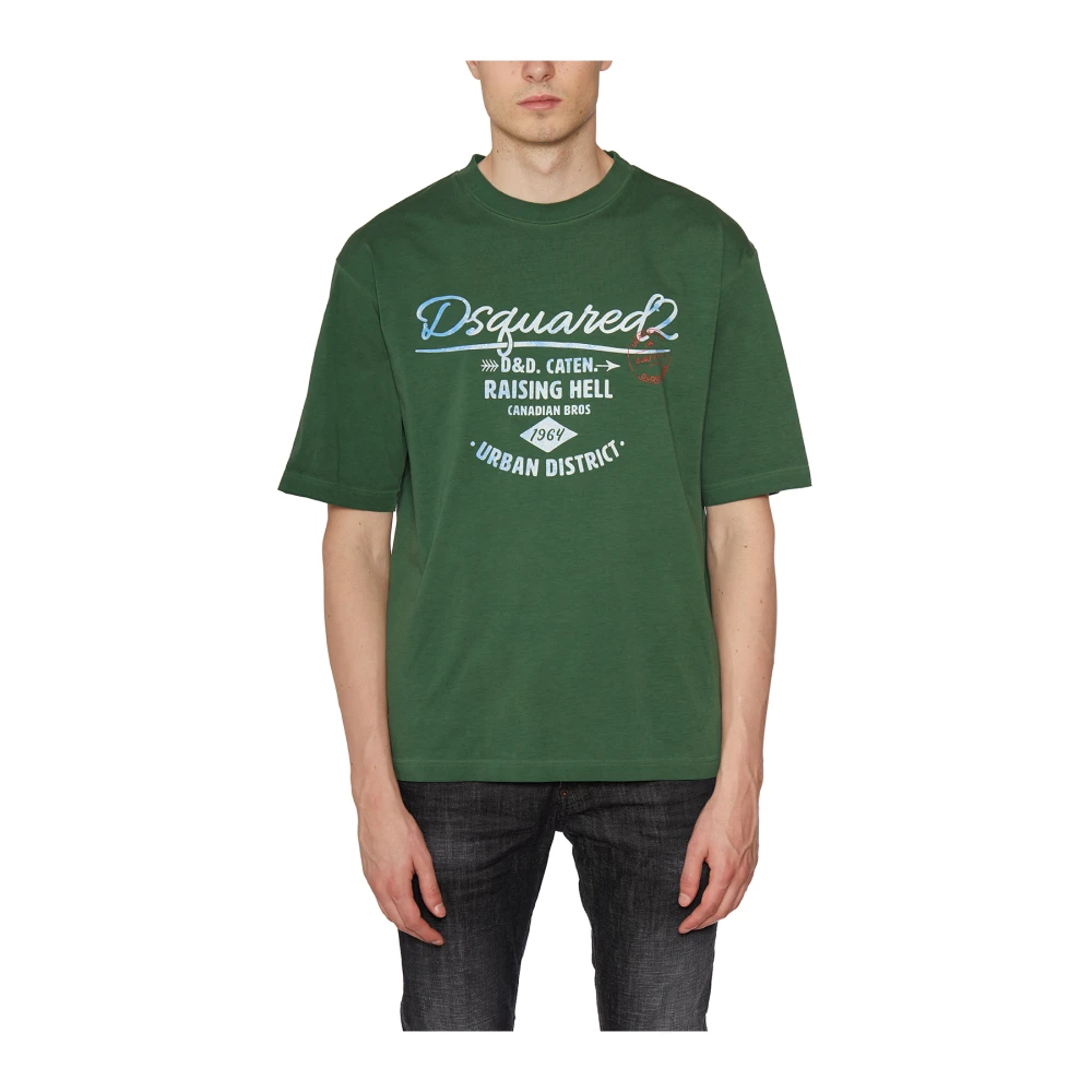 Dsquared2 Katoenen Print T-Shirt Green Heren