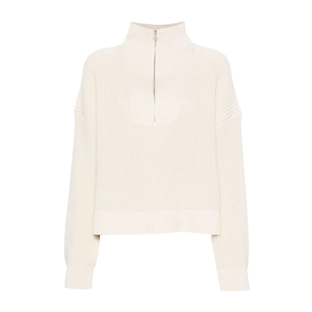 Closed Biologisch Katoenen Cropped Troyer Sweater White Dames