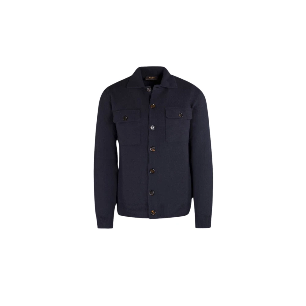 Moorer Men's Blue Cardigans, L, Buttoned Cardigan In Superfine Lambswool And Cashmere